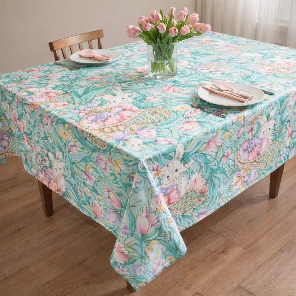 Vintage Easter Bunny Rectangle Tablecloth 54x56